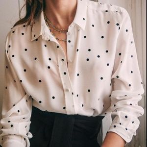 Sezane Ann Shirt in Ecru Polka Dots Size 34/2